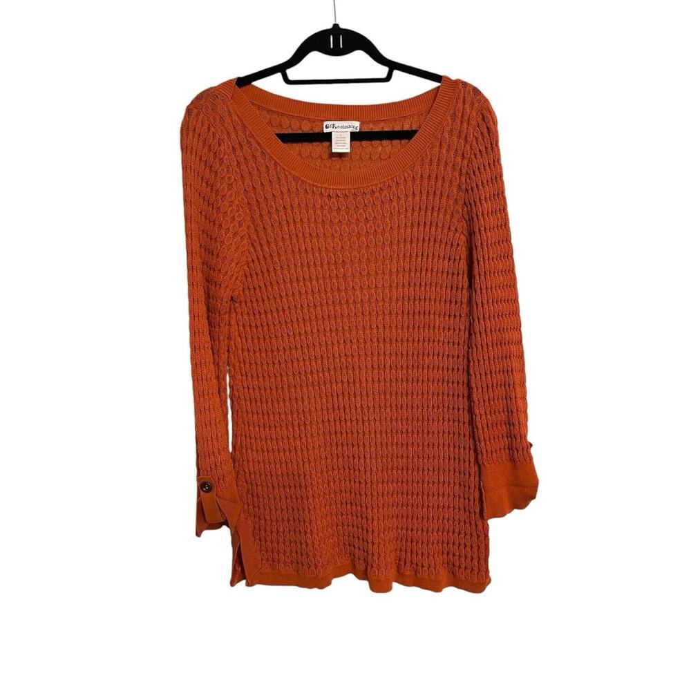 Go Fish Co. Womens Burnt Orange Lite Weight Sweater Sz L Lagenlook Oversized EUC